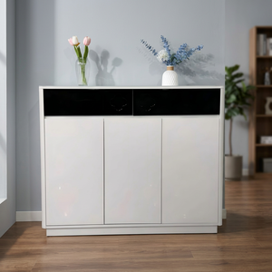 Modern Freestanding <b>Shoe</b> Cabinet White Plastic <b>Storage</b> Console Minimalist Design for Living Room Home Furniture - Product Image 4