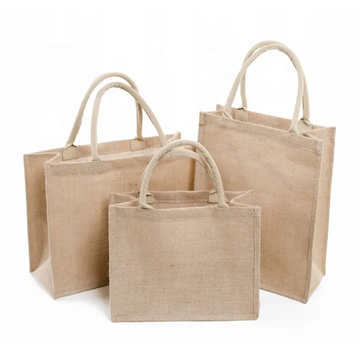 Sac fourre-tout en jute de qualité supérieure, personnalisé, recyclable et écologique, épicerie durable avec logo imprimé