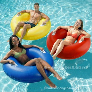 Thickened Pvc Adult Swimming Ring 110cm Inflatable Pool Float Unisex Outdoor Water Play Round Solid Color - Product Image 1