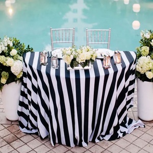 <span class=keywords><strong>Elegante</strong></span> Tovaglia Rotonda in Poliestere a Righe Verticali, <span class=keywords><strong>Copritavolo</strong></span> a Strisce Bianche e Nere per Matrimoni, Banchetti, Feste ed Eventi a Noleggio - Product Image 5