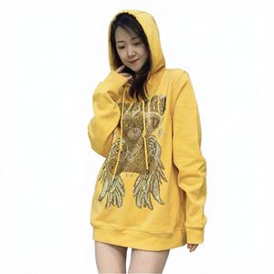 Chaqueta Unisex de Otoño Invierno, Sudadera con Capucha Gruesa de Estilo Americano, Sólida, Antibolitas, Nueva Marca de Moda con Decoración de Diamantes de Imitación - Product Image 4