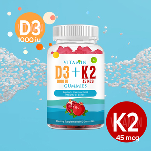 OEM Gommes organiques à la vitamine D3 K2 1000 UI de vitamine D3 + 45 Mcg Vitamine K2 Vegan Health Favorise des muscles sains Multivitamine Gummy - Product Image 5