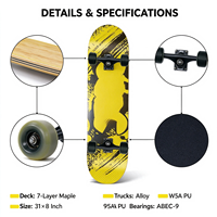 Skateboard complet Maple Double Kick à 4 roues pour débutants, adultes, adolescents, garçons, filles - Vente en gros