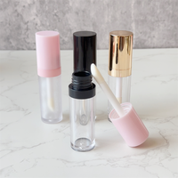 Tubes de brillant à lèvres en plastique rose 12 ml avec bouchon à vis, grand pinceau, applicateur de brillant à lèvres vide, or rose, argent