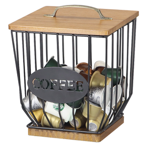 Porte-capsules à café polyvalent, rustique, grande capacité, en fer, à un seul niveau, gain de place pour la maison, porte-filtre à café - Product Image 1