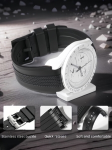 Correa de Reloj de Goma con Extremos Curvos <span class=keywords><strong>para</strong></span> Omega X Swatch Speedmaster <span class=keywords><strong>Moonswatch</strong></span>, Correa de Silicona de 20 mm con Liberación Rápida - Product Image 3