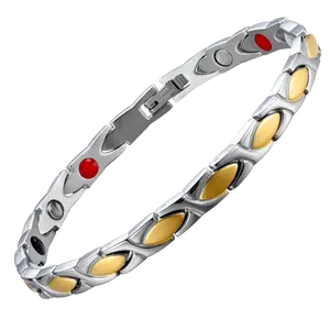 Biomagnetische Sieraden Twee-Tone Magnetische Therapie Armband Roestvrij Staal Zilver En Goud Vrouwen Sieraden