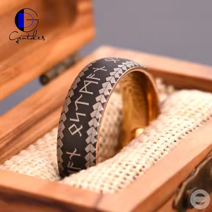 Gentdes ювелирные изделия оптом 8 мм купол розовое золото черный серебряный матовый карбид вольфрама Nordic Viking древние руны Norse кольца для мужчин - Product Image 4