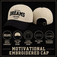 Gorra de Béisbol Personalizada de Dos Tonos con Bordado Varsity Dreams, Ajustable, Venta al Por Mayor, OEM, MOQ Bajo