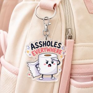 Porte-clés drôle en acrylique « Assholes Everywhere » pour papier toilette, cadeau farfelu en gros - Product Image 6