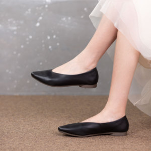 Chaussures plates à bout <span class=keywords><strong>pointu</strong></span> en cuir véritable souple de style personnalisé pour femmes, chaussures à enfiler, chaussures plates bateau pour femmes, mocassins - Product Image 5