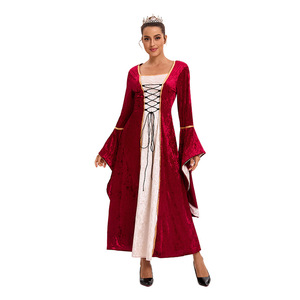 Women's Medieval <b>Velvet</b> <b>Dress</b> <b>Plus</b> <b>Size</b> S-5XL Retro Flared Sleeve Stage Performance Costume European American Style - Product Image 5