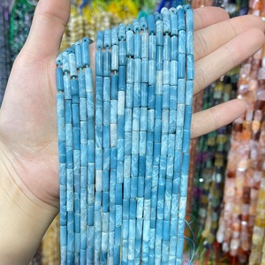 Đá quý tự nhiên larimar trứng hình dạng hình ống Loose Bead hạt đối với trang sức làm - Product Image 5