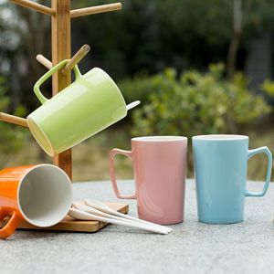 Colorful Ceramic <b>Mug</b> Single Piece Solid Color Handle Design For Coffee Tea Gift Use HB 007 - Product Image 5