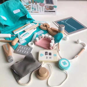 Kit de <span class=keywords><strong>jeu</strong></span> de rôle dentiste pour enfants, <span class=keywords><strong>jeu</strong></span> d'imitation de maquillage, trousse médicale en bois simulée, outils de docteur interactifs parent-enfant - Product Image 2