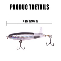 Leurre de pêche flottant à queue rotative, type Plopper, pour surface, avec hameçons triples, plusieurs coloris, pour la pêche au bar