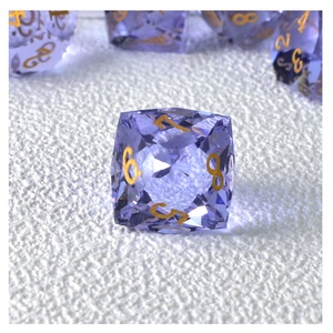 Màu tím đá quý lăng kính thủy tinh xúc xắc Bộ, khắc cạnh sắc nét đa diện DND xúc xắc, 7 cái thiết lập với kim loại hộp thiếc gói - Product Image 2