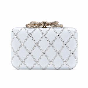 Chic Shell Diamond Lattice Satin Evening Clutch Purse for Women with Shinny Rhinestones - Product Image 3