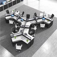 Bureau de travail modulaire moderne en bois avec cloisons pour espaces de travail 4 personnes