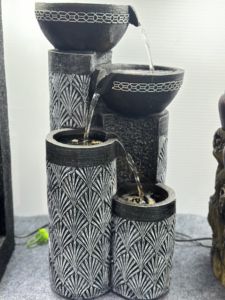 Fontaine d'eau extérieure Whiskey Barre Fontaine d'urnes à 2 niveaux avec lumière LED - Product Image 2