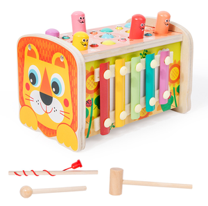 Enfants en bois multi-fonctionnel <span class=keywords><strong>harpe</strong></span> Whack-a-mole jouets maternelle Montague éducation précoce jeux de Puzzle - Product Image 2