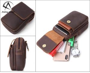 Sac banane pour homme en cuir de vache véritable de l'usine d'Andong, en cuir Crazy Horse, style rétro, pour affaires et activités de plein air - Product Image 5