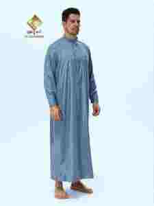 Al Haramain <b>Men</b> <b>Thobe</b> Long Sleeve Cotton Prayer Robe Solid Color Floor Length Modest Style Middle East Traditional looks - Product Image 2