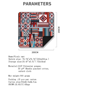 Mantas de Picnic de 78,74 "x 78,74", alfombrilla a prueba de humedad para acampar, alfombrilla de Picnic plegable de 3 capas para acampar, senderismo, viajes, conciertos en el <span class=keywords><strong>parque</strong></span> - Product Image 2