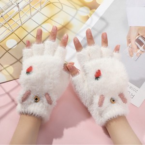 Guantes de invierno de felpa para mujer, guantes cálidos de punto con tapa abatible para ciclismo, desplazamientos, compras, color gris - Product Image 2