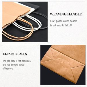 Sacs en papier kraft recyclés personnalisés blancs et bruns avec poignée pour la vente en gros, sacs alimentaires à emporter avec votre propre logo - Product Image 4