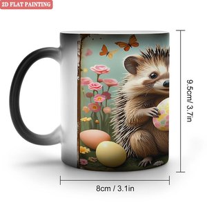 Eco Friendly <b>Reusable</b> Ceramic <b>Mug</b> 11oz Frosted Black Heat Sensitive Tea Coffee Cup - Product Image 1