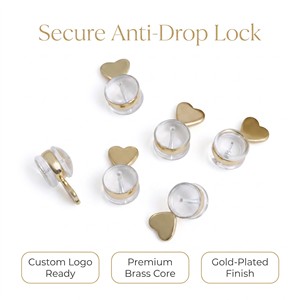 Gold Plated Heart <strong>Earring</strong> <strong>Backs</strong> Silicone Brass Secure <strong>Locking</strong> <strong>Earring</strong> Findings Replacement Anti-drop Ear <strong>Backs</strong> for <strong>Earrings</strong> - Product Image 3