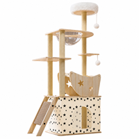 Arbre à chat en bois de luxe tout-en-un, grand format, multi-niveaux, avec griffoirs, condo pour chat et maison de maternité capsule spatiale