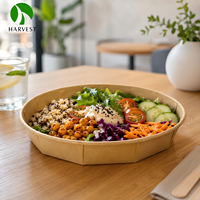 Conteneur alimentaire en papier kraft brun écologique avec couvercle transparent en PET/RPET, bol à lunch étanche