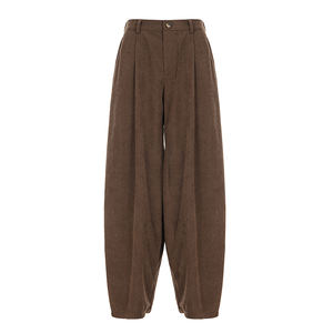 Pantalones de Pana Estilo Hip Hop Vintage, Transpirables, Ecológicos, 100% Poliéster, Corte Cómodo, Pierna Ancha, Detalle Plisado, Dobladillo Curvo - Product Image 6