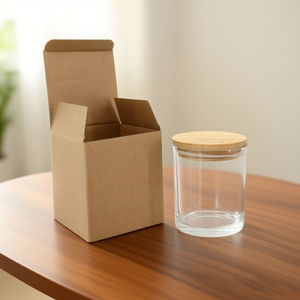 Pots à bougies ronds en verre vides transparents de luxe de 8oz 10oz 12oz avec couvercles <span class=keywords><strong>Type</strong></span> de cylindre pour mariage Pâques Noël Décoration de la maison - Product Image 4