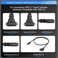 Câble de données USB3.1 Type C mâle vers Micro USB B mâle avec vis de verrouillage, triple blindage, câble pour caméra industrielle 10 Gbps