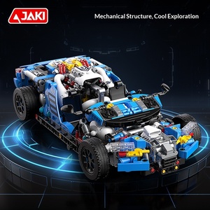 JK8808 Voiture de course sportive semi-transparente bleue, concept de voiture mécanique, cadeau pour enfants, jouet de construction tendance en plastique ABS - Product Image 2