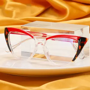 Özel gözlükler yeni kedi göz gözlük için tr90 çerçeveleri siyah kırmızı mavi ışık engelleme gözlük çerçeveleri toptan
