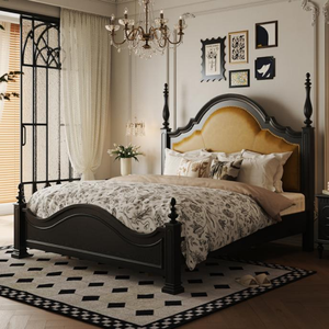 Lit double américain rétro distinctif, adapté aux chambres <span class=keywords><strong>d</strong></span>'hôtes de luxe, structure en bois massif, rembourrage haut de gamme - Product Image 3