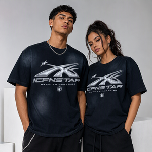 Camiseta Casual Negra para Hombre, Manga Corta, Cuello Redondo, Estampada, Estilo Urbano, Verano, Mezcla de Algodón 100% de Alta Calidad - Product Image 2