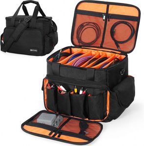 Sac de rangement pour câbles DJ, fond rembourré amovible et séparateurs ajustables, pour ranger les câbles musicaux, organisation de rangement portable pour les voyages - Product Image 1
