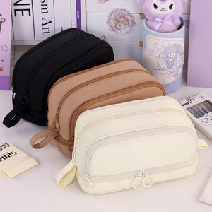 Trousse à crayons multi-couches à fermeture éclair, design européen, grande capacité, en polyester, organisateur scolaire pour adolescents et enfants, sacs à stylos - Product Image 1
