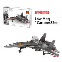 Série de jouets de construction d'avions militaires chasseurs embarqués Flying Shark No.551 pour la vente en gros, modèle STEM, pour les magasins de cadeaux