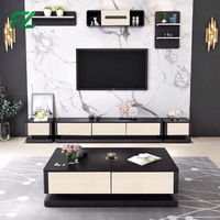 Meuble TV moderne de luxe en aluminium de style européen avec éclairage LED et fonction de rangement pour salon et appartement