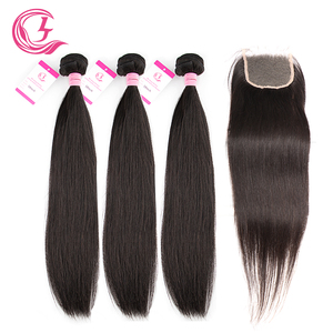 Tissage indien naturel en soie vierge brut Grade 12 20, 1 Kilos, mèches lisses avec Closure transparente - Product Image 1