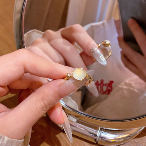 Koreaanse Stijl Modieuze Veelzijdige En Elegante Duif Ei Cat S Eye Stenen <span class=keywords><strong>Ring</strong></span> Eenvoudige Opening Verstelbare Wijsvinger <span class=keywords><strong>Ring</strong></span> - Product Image 1