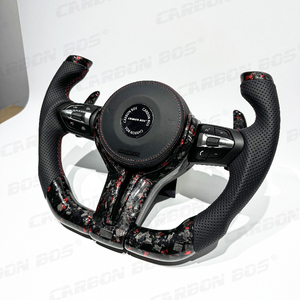 Volante de carbono forjado rojo estilo F1 para <span class=keywords><strong>BMW</strong></span> F18 F30 F32 F43 F80 F82 F20 F22 F35 E90 E92 F02 F06 F10 volante de coche - Product Image 5