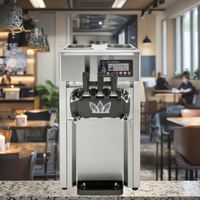 YKF-7118 Machine à glace molle commerciale 3 saveurs, en acier inoxydable, pour comptoir, nouvelle, 220V