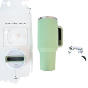 Mug de voyage isotherme en acier inoxydable à double paroi avec logo personnalisé H2.0, 40 oz et 30 oz, avec poignée et paille - Product Image 6